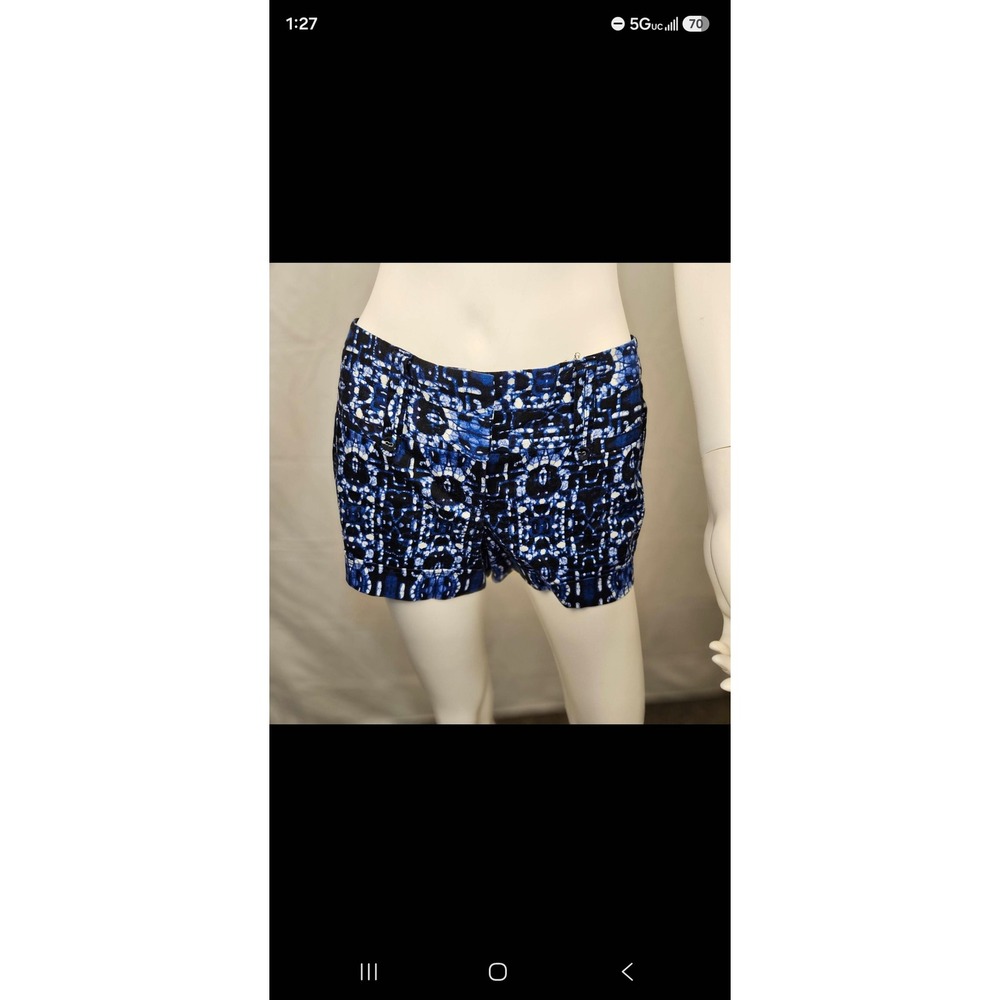 Maurices Womens Blue Black Geometric Ikat Print Stretch Cotton Shorts Size 3/4